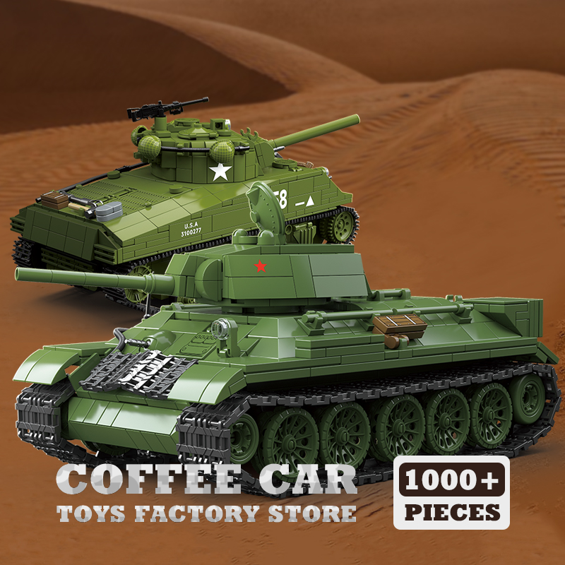 Lego Compatible Military Tank - M4A3 Medium Tank Building Blocks T34/76