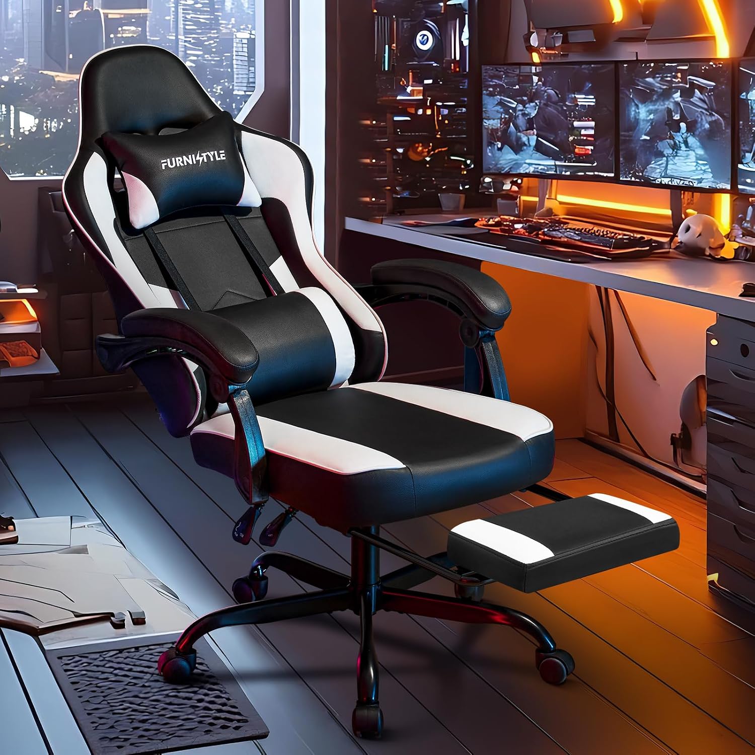 Gaming Chair with Footrest, Vi - đánh giá và giá Video Games
