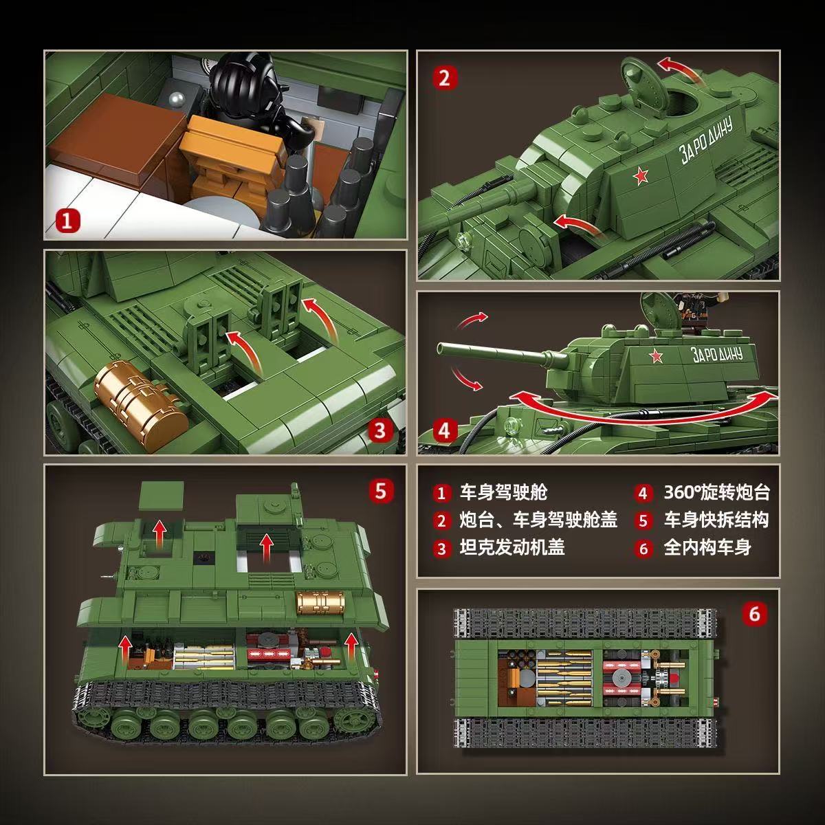 Military World War Russian T-3 - đánh giá và giá Lego Compatible Military Tank