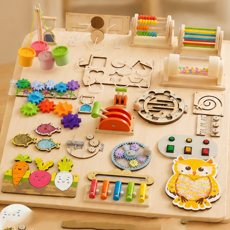 Phụ kiện bảng trò chơi Montess - đánh giá và giá Montessori Wooden Busy Board Toddler