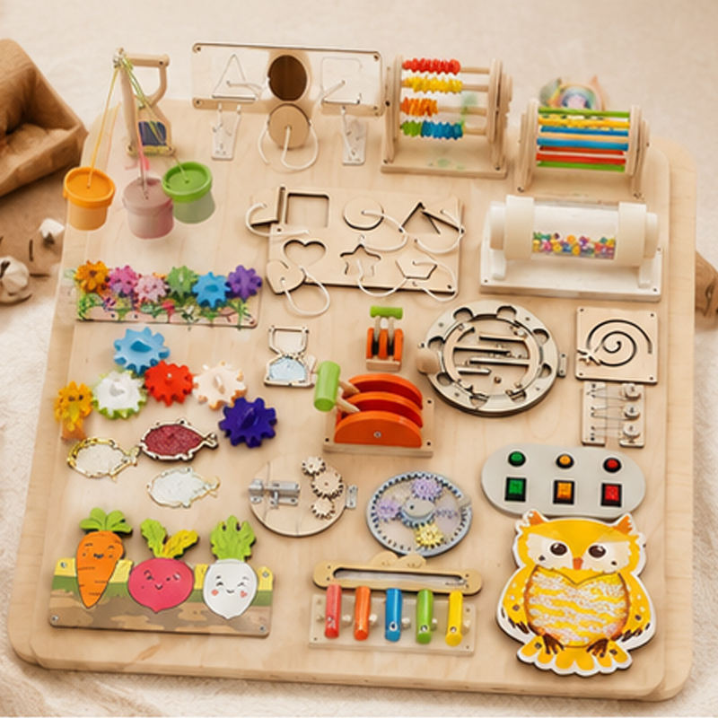 Phụ kiện bảng trò chơi Montess - đánh giá và giá Montessori Wooden Busy Board Toddler