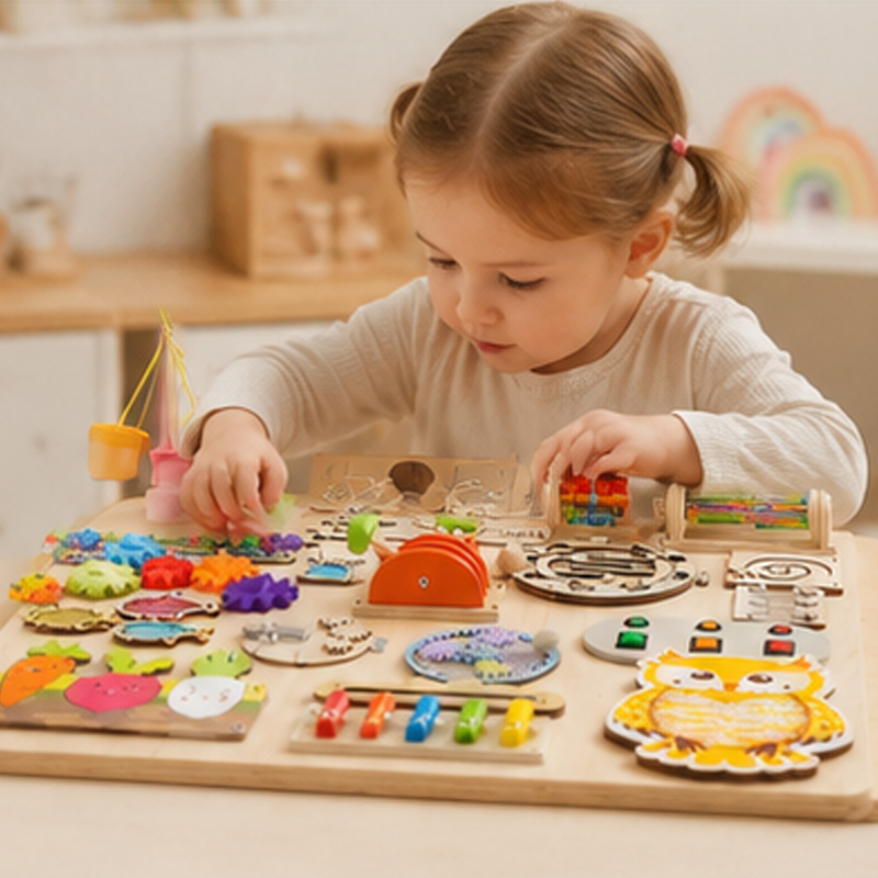 Phụ kiện bảng trò chơi Montess - đánh giá và giá Montessori Wooden Busy Board Toddler